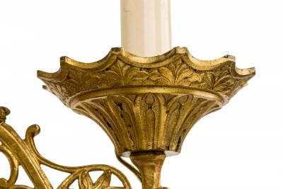 Pair of French Gothic Style Gilt Bronze Sconces