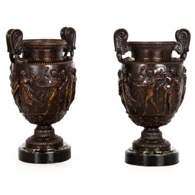 Pair of French Grand Tour Antique Bronze Townley Vases Urns circa 1870