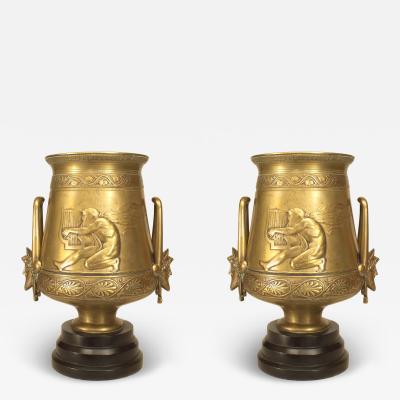 Pair of French Greek Revival Bronze Vases