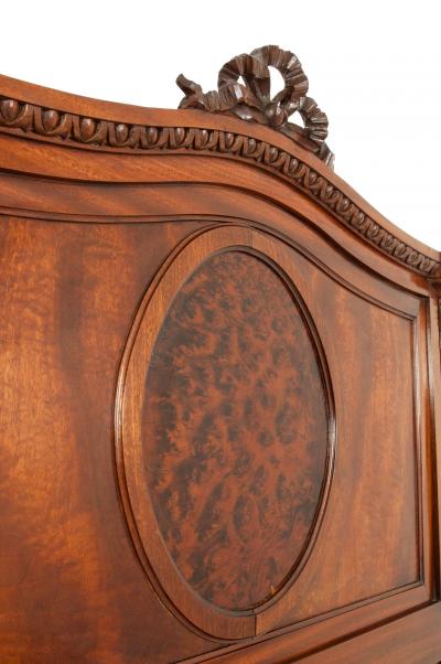 Pair of French Hand Carved Walnut Burl Walnut Single Bed