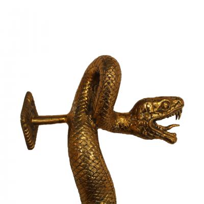 Pair of French Handcrafted Brass Snake Door Pull Handles 1960s