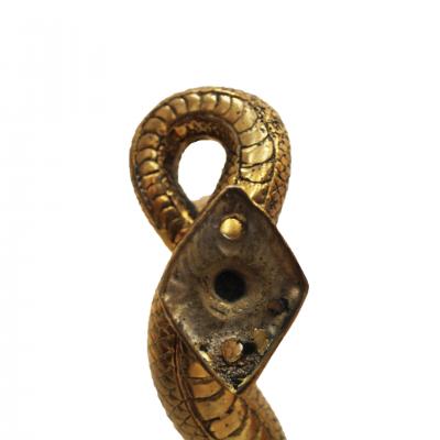 Pair of French Handcrafted Brass Snake Door Pull Handles 1960s