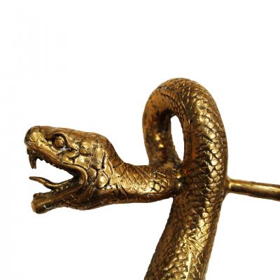 Pair of French Handcrafted Brass Snake Door Pull Handles 1960s