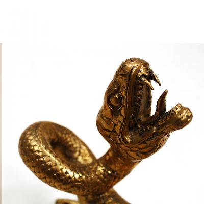 Pair of French Handcrafted Brass Snake Door Pull Handles 1960s