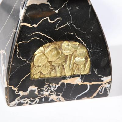 Pair of French High Style Art Deco Exotic Marble Tazzas with Foliate Detailing