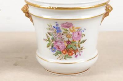 Pair of French Late 18th Century Paris Porcelain Cachepots with Floral D cor