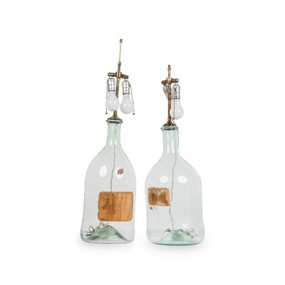 Pair of French Late 19th Century Glass Jug Table Lamps