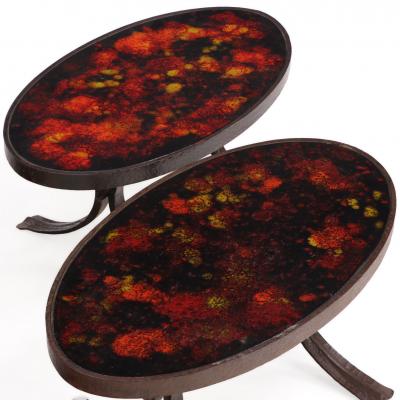 Pair of French Lava Stone and Wrought Iron Tables C 1970