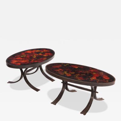 Pair of French Lava Stone and Wrought Iron Tables C 1970