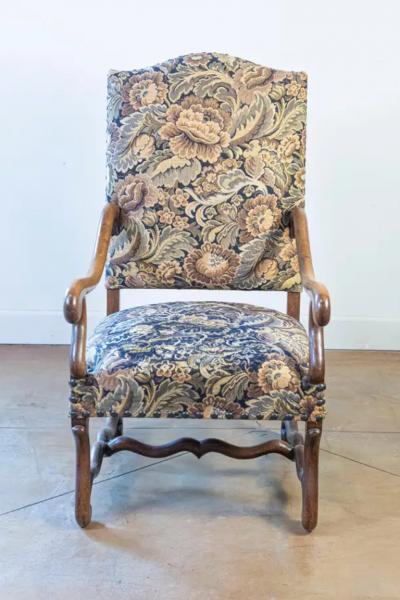 Pair of French Louis XIII Style 19th Century Os de Mouton Wooden Fauteuils