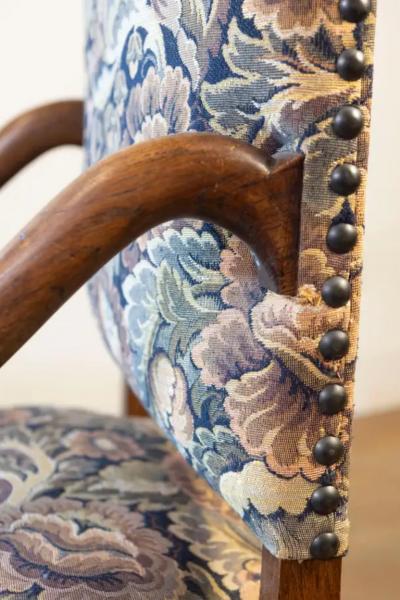 Pair of French Louis XIII Style 19th Century Os de Mouton Wooden Fauteuils