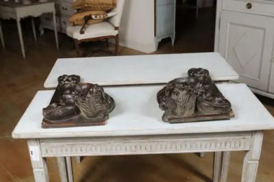 Pair of French Louis XIV Period 1690s Carved Cherub Appliques from Strasbourg