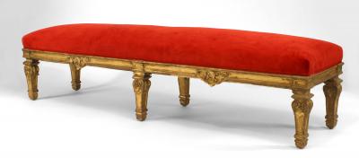 Pair of French Louis XIV Red Velvet Bench