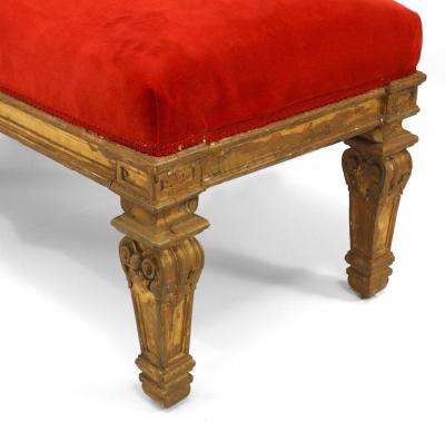 Pair of French Louis XIV Red Velvet Bench