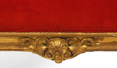 Pair of French Louis XIV Red Velvet Bench