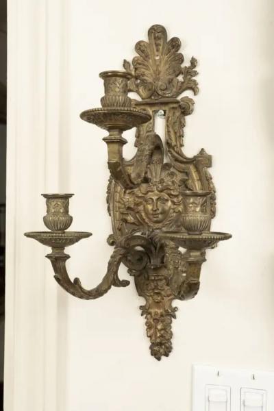 Pair of French Louis XIV Style Bronze Sconces