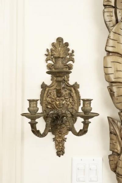 Pair of French Louis XIV Style Bronze Sconces