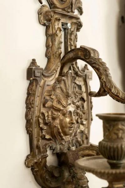 Pair of French Louis XIV Style Bronze Sconces