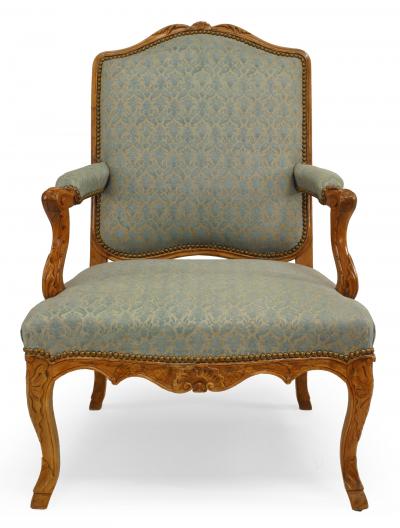 Pair of French Louis XV Beech Arm Chairs