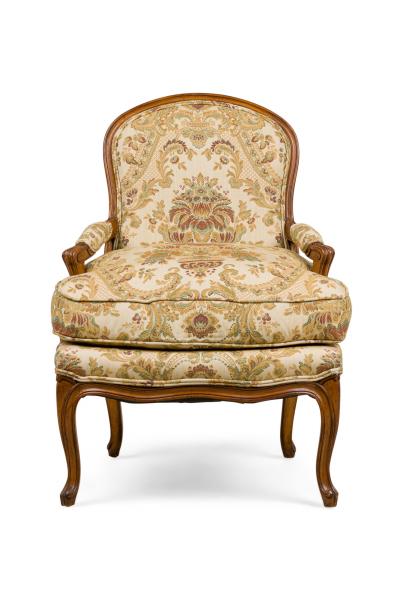 Pair of French Louis XV Beige Armchairs
