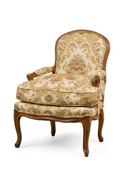 Pair of French Louis XV Beige Armchairs