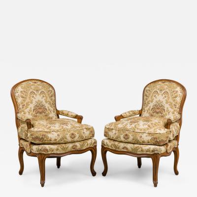 Pair of French Louis XV Beige Armchairs