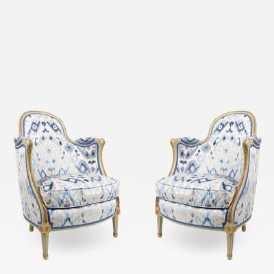 Pair of French Louis XV Berga Arm Chairs