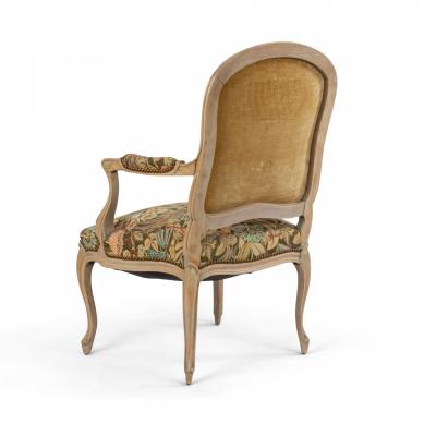 Pair of French Louis XV Bleached Arm Chairs