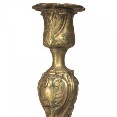 Pair of French Louis XV Bronze Candlesticks