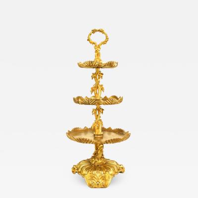 Pair of French Louis XV Bronze Dore 3 Tier Compotes