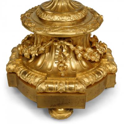 Pair of French Louis XV Bronze Dore Urn Candelabras