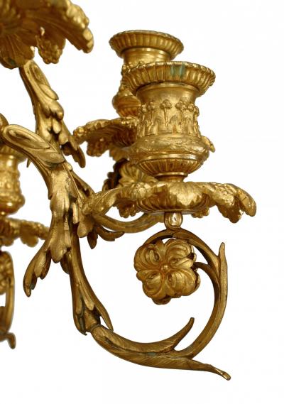 Pair of French Louis XV Bronze Dore Urn Candelabras