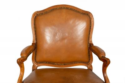 Pair of French Louis XV Carved Fauteuils Arm Chairs by Louis Cresson ca 1750