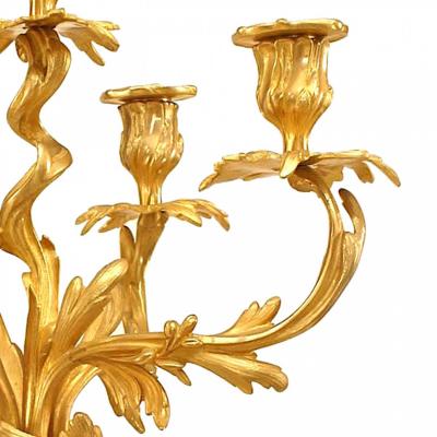 Pair of French Louis XV Gilt Bronze Candelabras