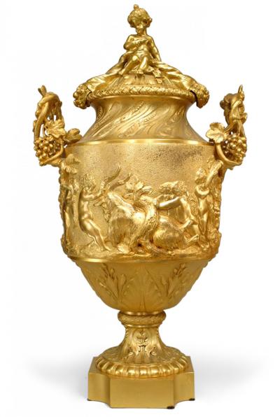 Pair of French Louis XV Gilt Bronze Urns