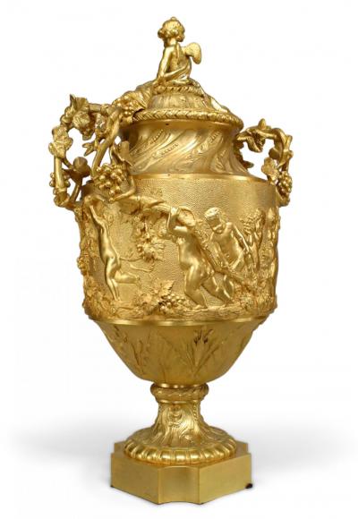 Pair of French Louis XV Gilt Bronze Urns
