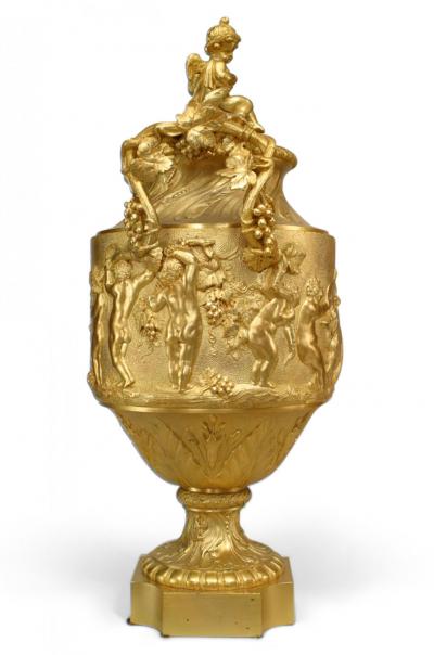 Pair of French Louis XV Gilt Bronze Urns