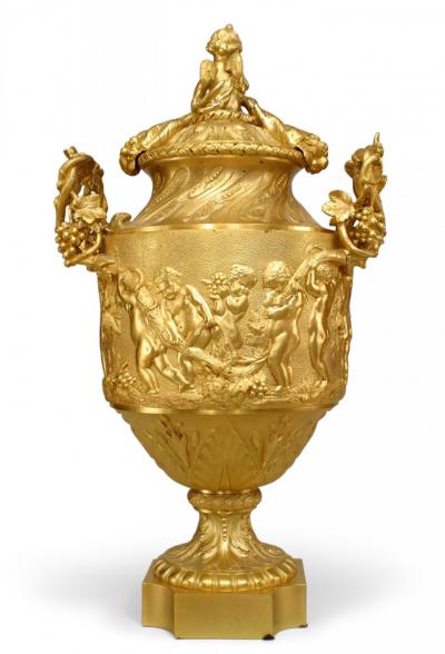 Pair of French Louis XV Gilt Bronze Urns