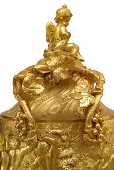 Pair of French Louis XV Gilt Bronze Urns