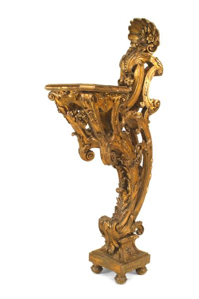 Pair of French Louis XV Gilt Rococo Pedestals