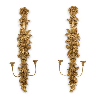 Pair of French Louis XV Giltwood Wall Sconce