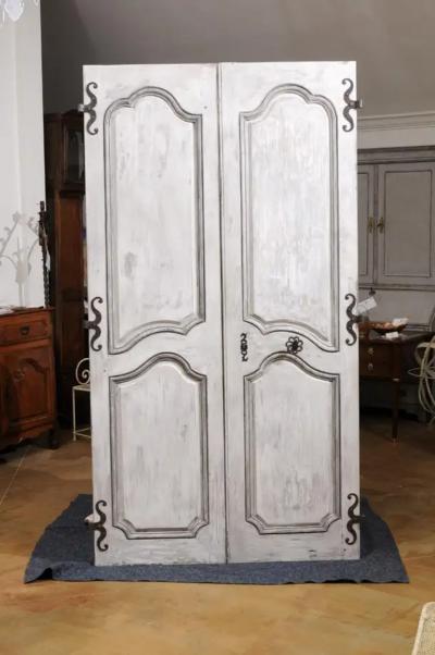 Pair of French Louis XV Period 1750s Painted Communication Doors with Hardware