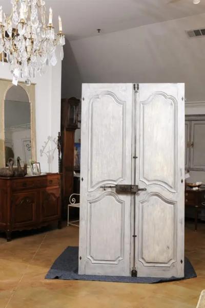 Pair of French Louis XV Period 1750s Painted Communication Doors with Hardware