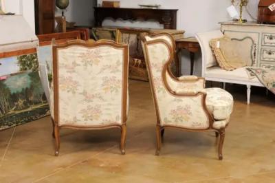 Pair of French Louis XV Style Berg res Oreilles with Carved Floral D cor