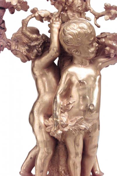 Pair of French Louis XV Style Bronze Dore Candelabras