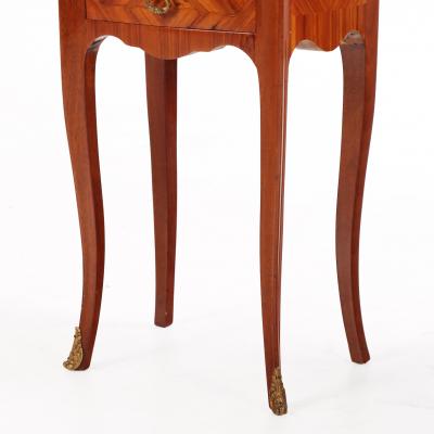Pair of French Louis XV Style Bronze Mounted Marble Top Nightstands C 1950