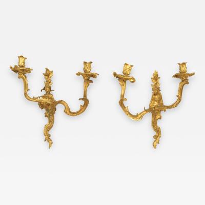 Pair of French Louis XV Style Bronze Wall Sconces