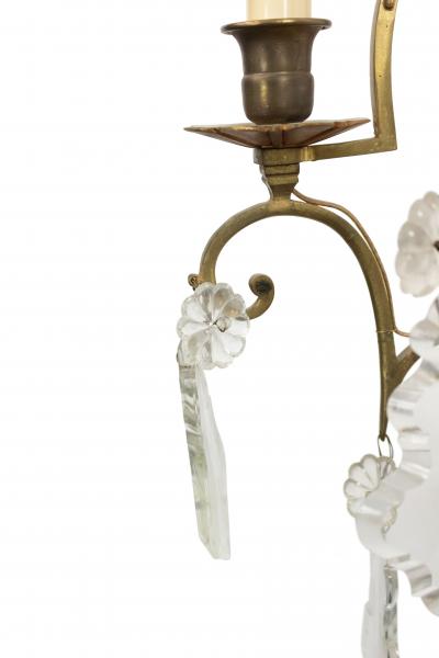 Pair of French Louis XV Style Bronze and Crystal Wall Sconces