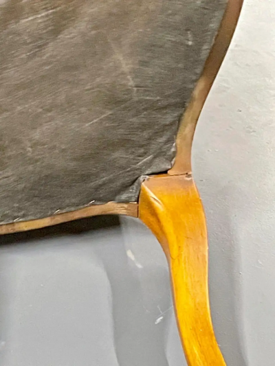 Pair of French Louis XV Style Cane Occasional Armchairs Wingbacks France