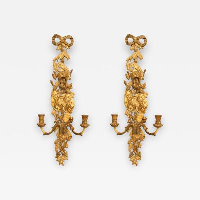 Pair of French Louis XV Style Gilt Carved Wall Sconces